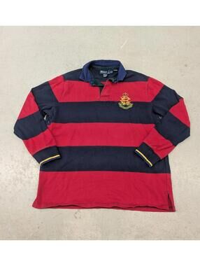Vintage Polo Ralph Lauren Red and Navy Blue Rugby Sweater